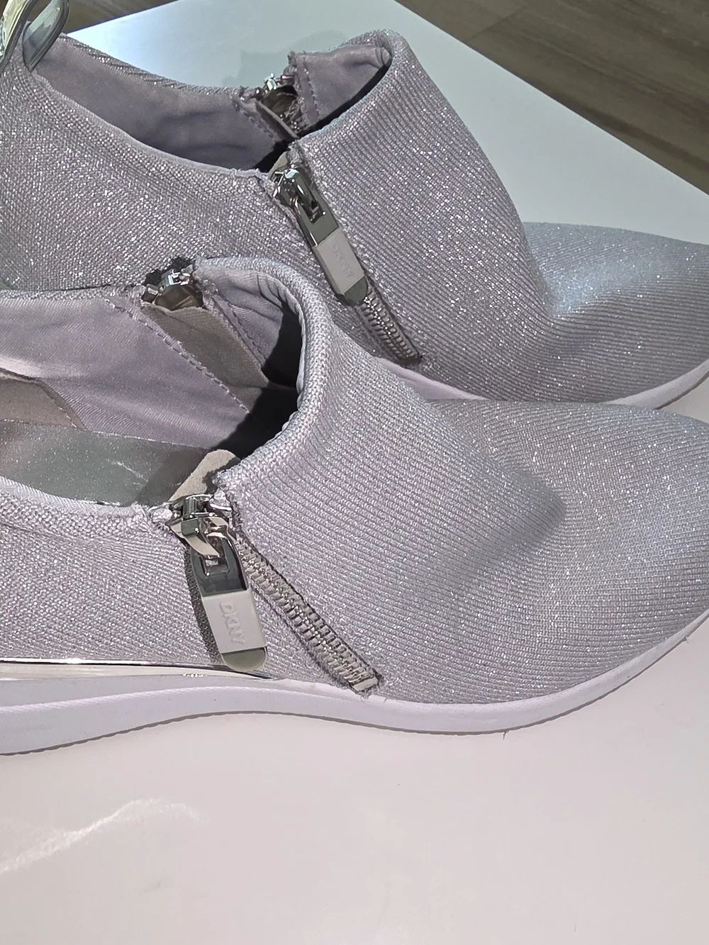 DKNY Women's Silver Slip-On Ankle Sneakers